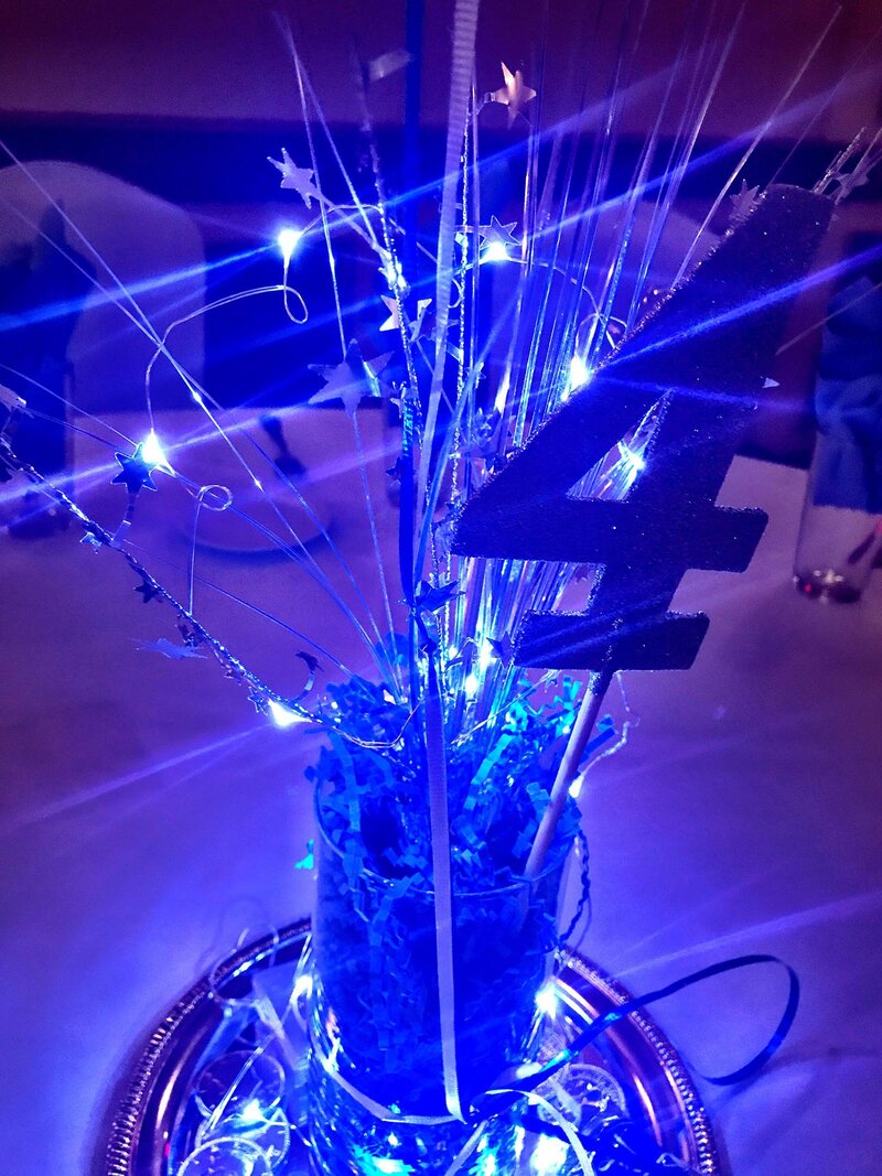Table center piece with blue lights